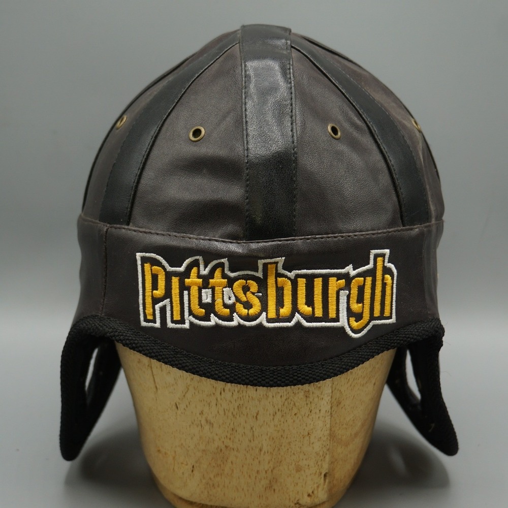 Pittsburgh Steelers Vintage Style Leather Aviator Hat Football Est 1933 Brown